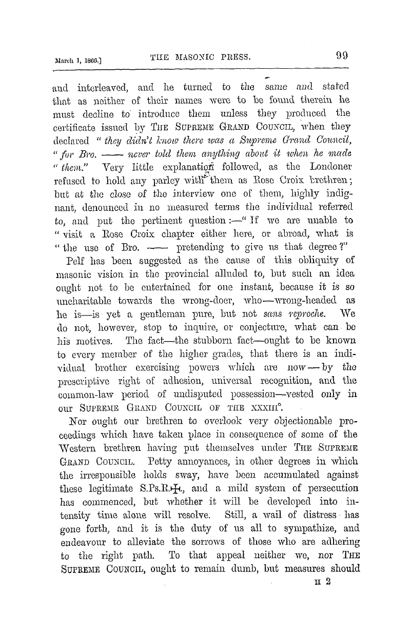 The Masonic Press: 1866-03-01 - Masonic Interlopers.