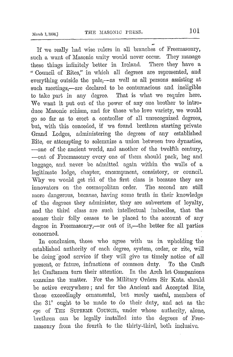 The Masonic Press: 1866-03-01 - Masonic Interlopers.