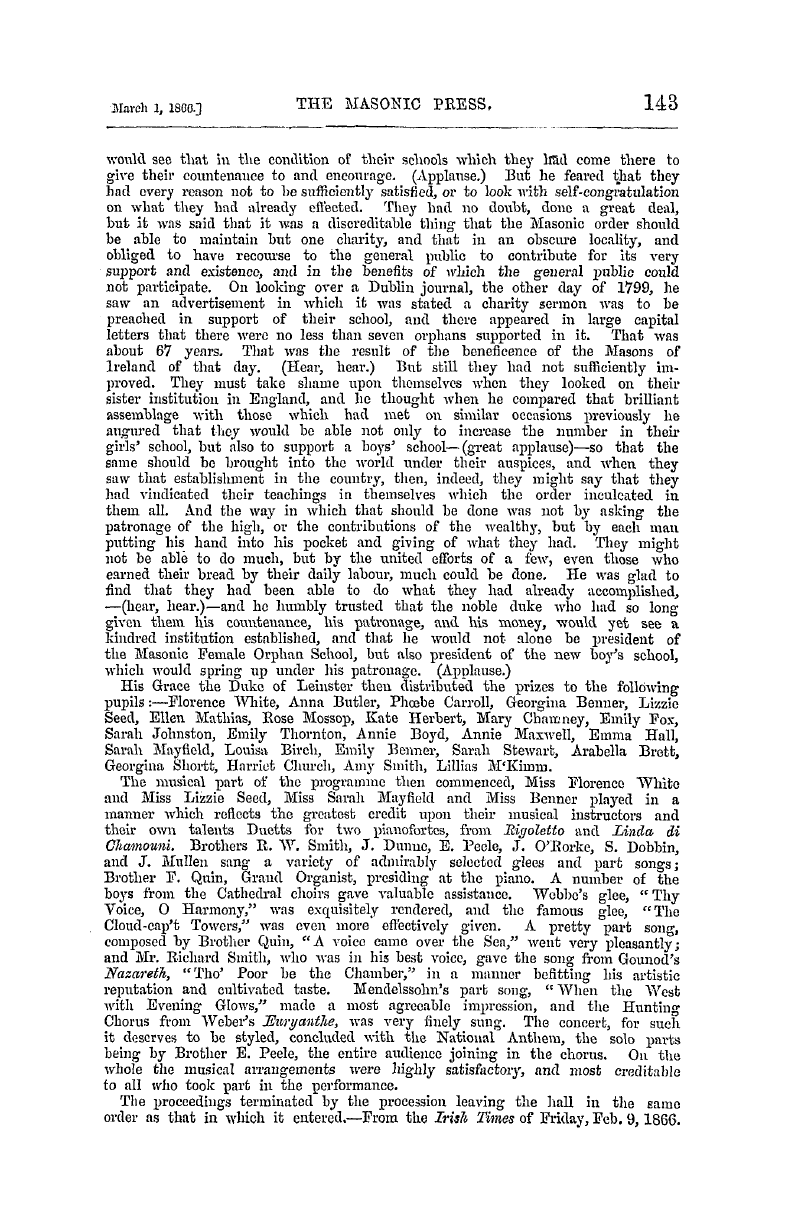 The Masonic Press: 1866-03-01 - Ireland.