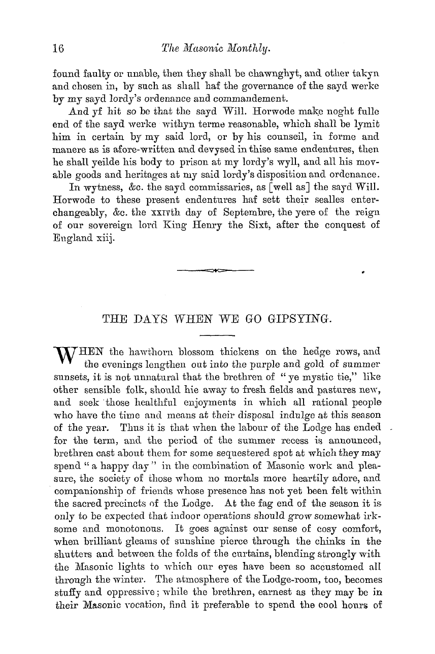 The Masonic Monthly: 1882-07-01 - The Days When We Go Gipsying.