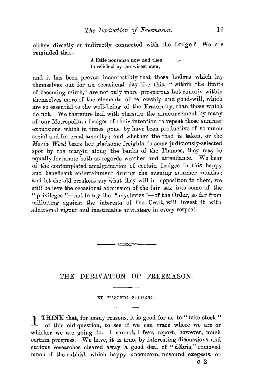 The Masonic Monthly: 1882-07-01 - The Derivation Of Freemason.