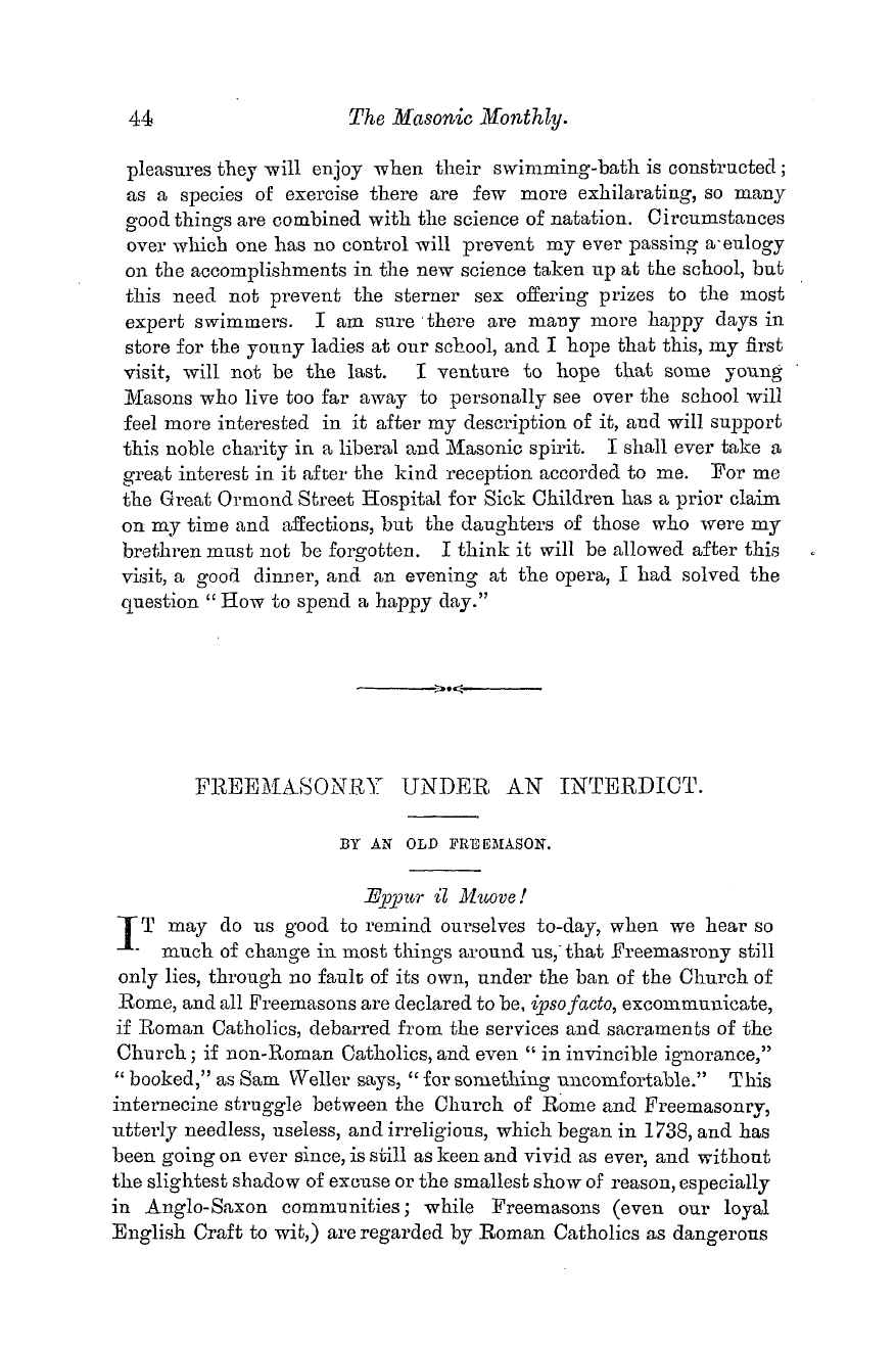 The Masonic Monthly: 1882-07-01 - Freemasonry Under An Interdict.