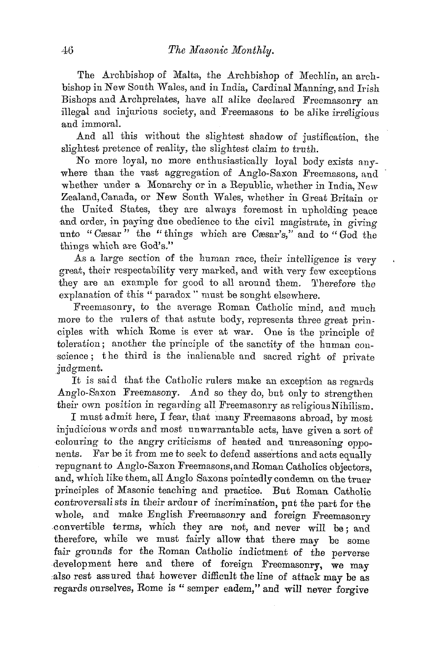 The Masonic Monthly: 1882-07-01 - Freemasonry Under An Interdict.