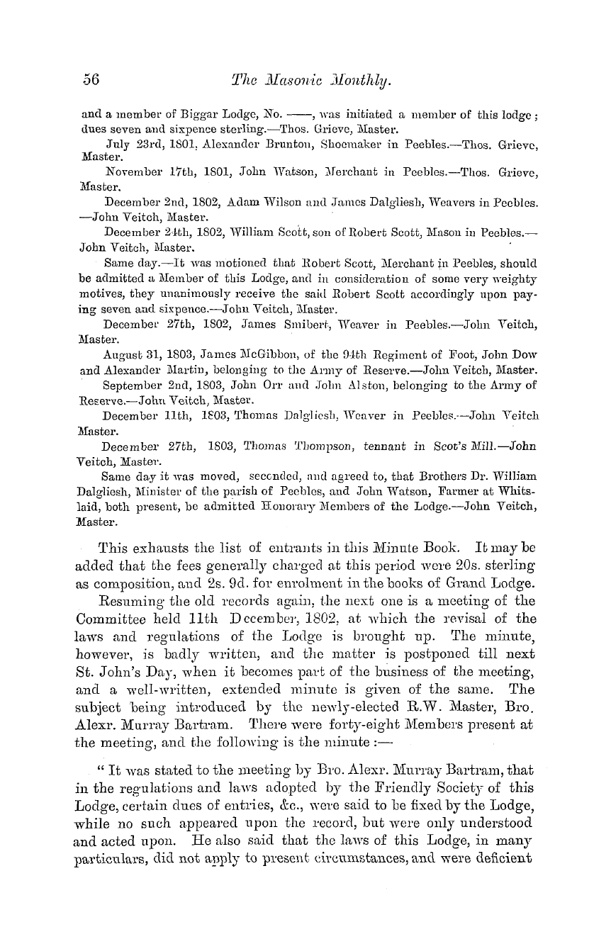 The Masonic Monthly: 1882-07-01 - Old Records Of The Lodge Of Peebles.