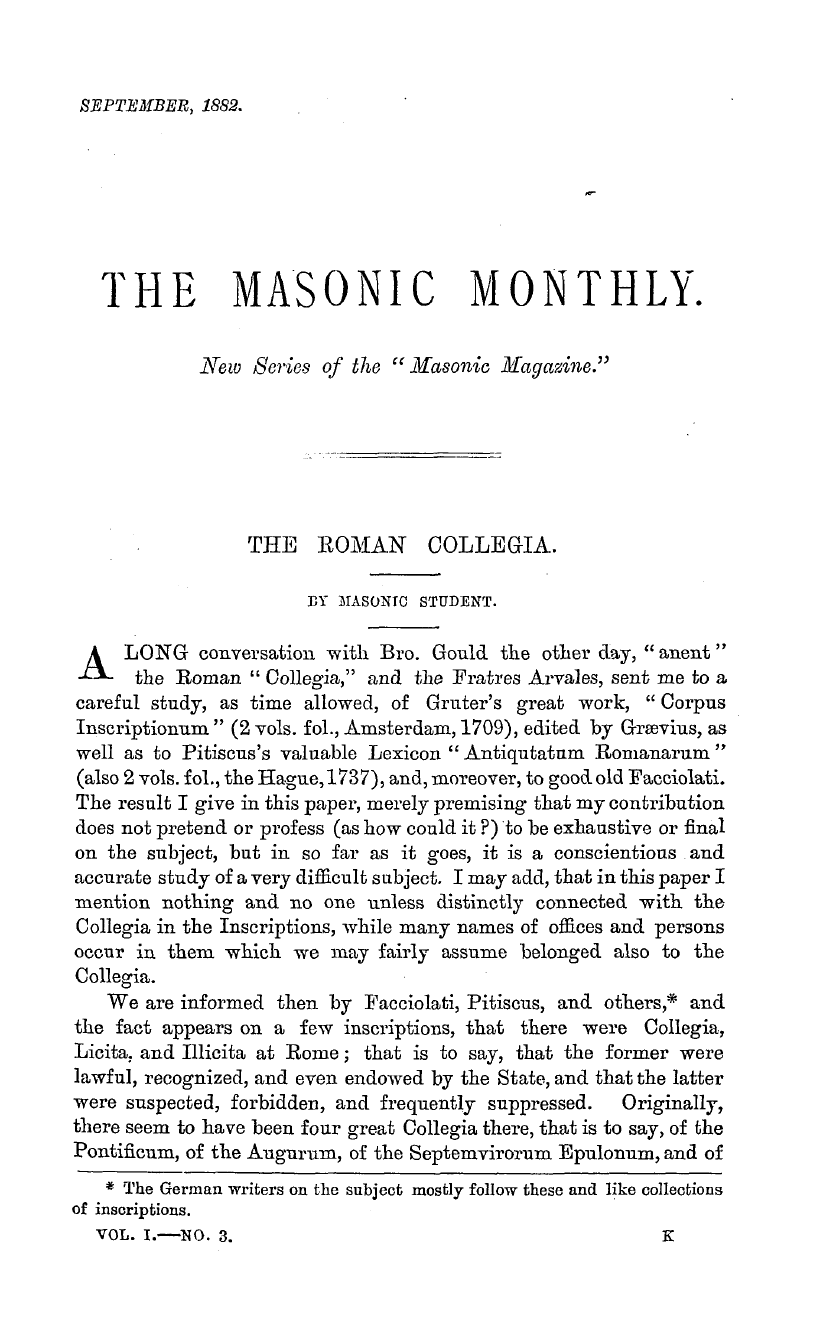 The Masonic Monthly