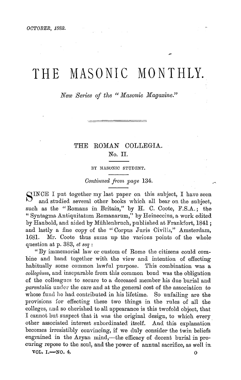 The Masonic Monthly